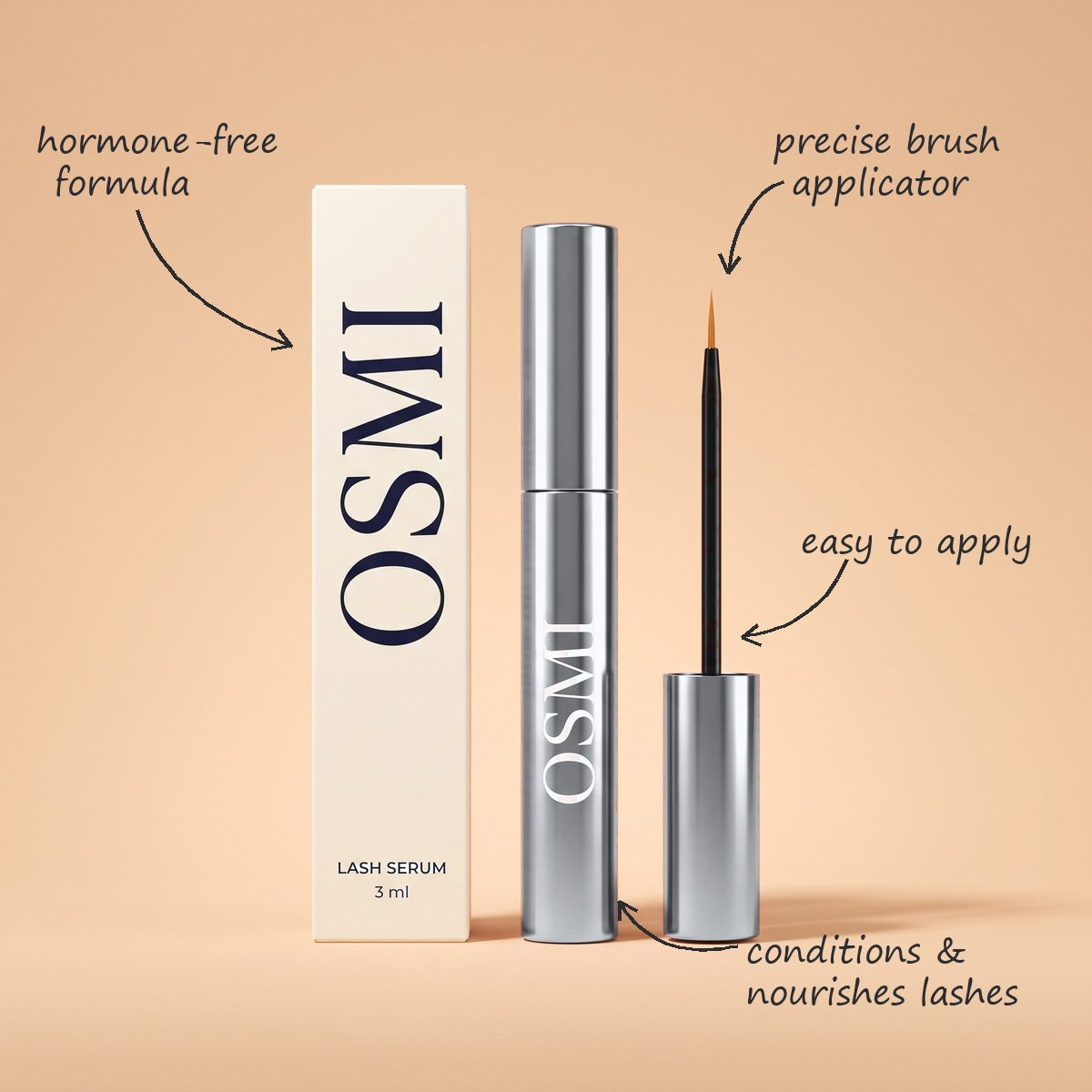 OSMI Lash Serum Silver with box and brush applicator