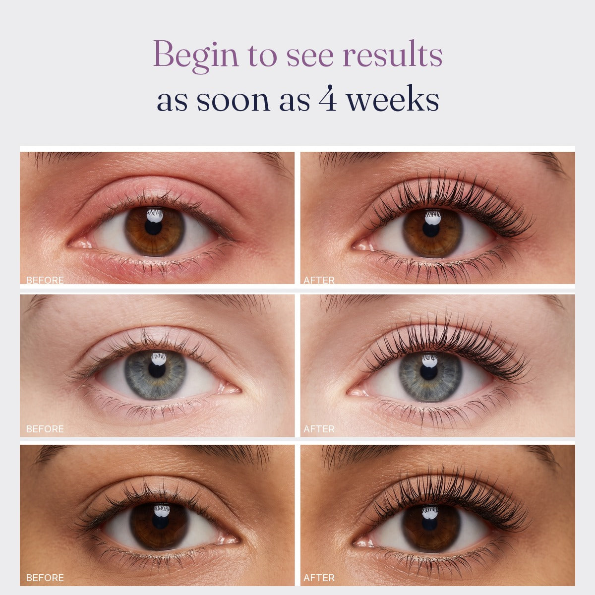 Before and after lashes with OSMI Lash Serum