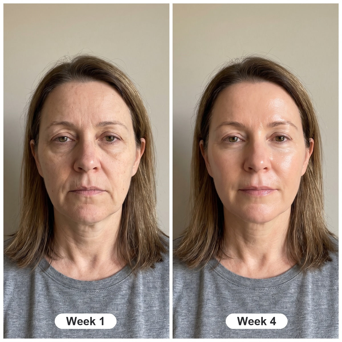 Week 1 and week 4 with OSMI NAD+ Firming Serum