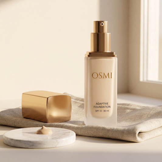 OSMI nuancetilpassende foundation 30 ml med guldlåg