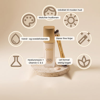 OSMI nuancetilpassende foundation 30 ml med SPF 15 og hyaluronsyre