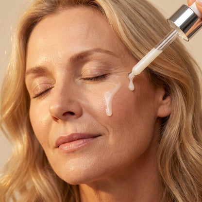 Applying a drop of OSMI Collagen Volume Serum